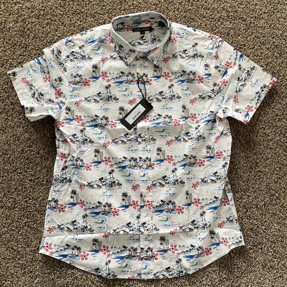 Slate and Stone - Tropical Print Short Sleeve Shirt - Large - Picture 2 of 4